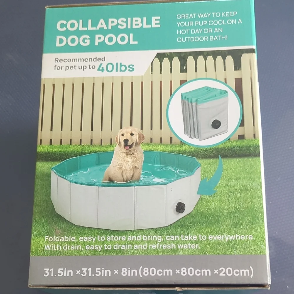 Collapsible Dog Pool - Blue and Gray